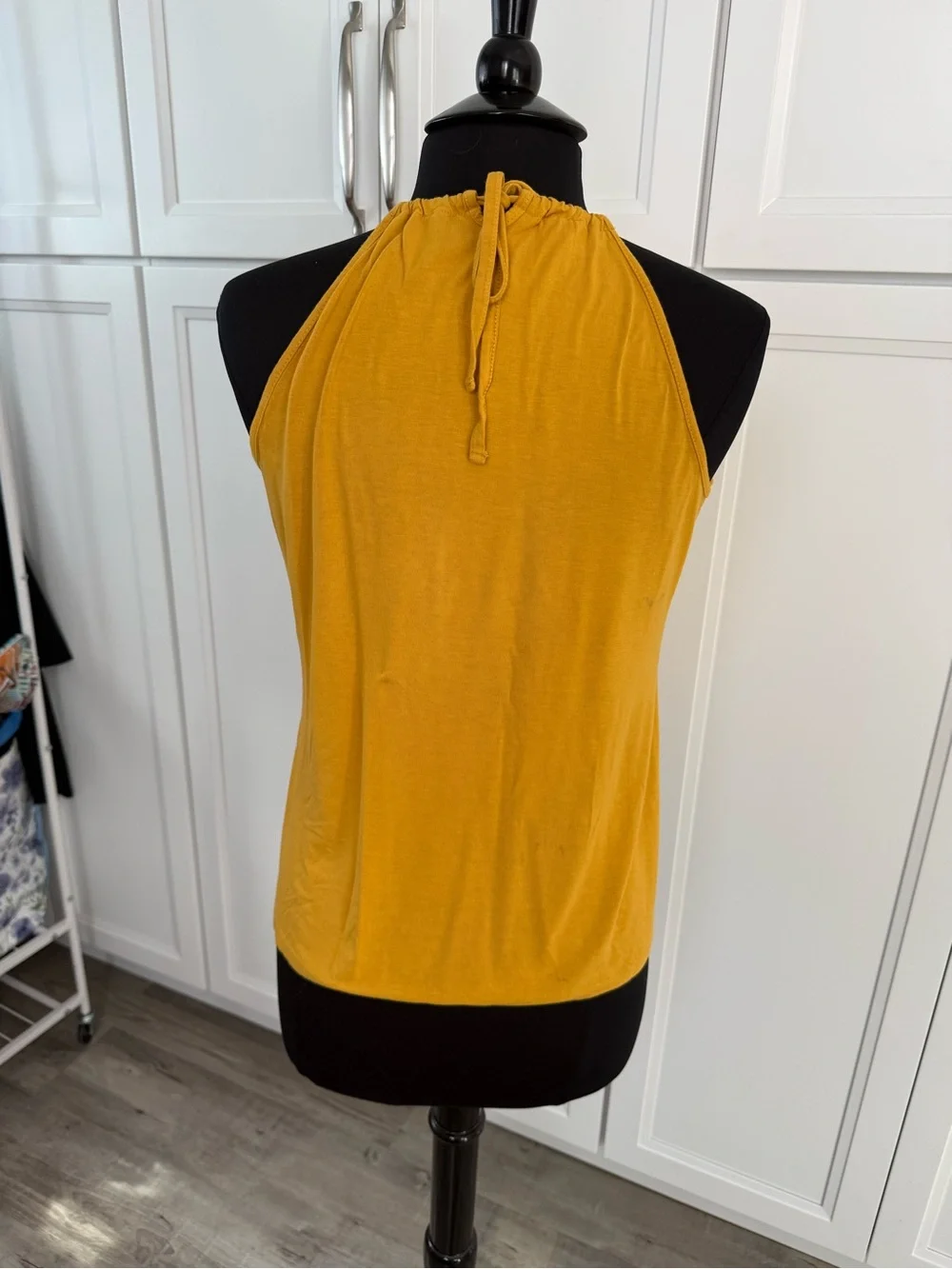 Embellished Halter Neck Tank Top - Mustard
